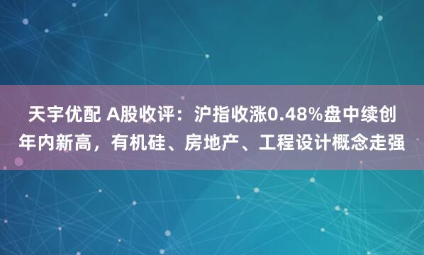 天宇优配 A股收评：沪指收涨0.48%盘中续创年内新高，有机硅、房地产、工程设计概念走强