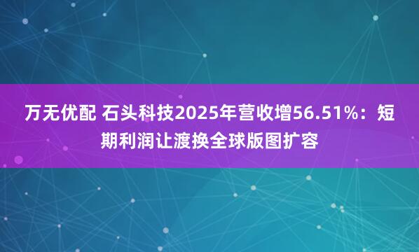 万无优配 石头科技2025年营收增56.51%：短期利润让渡换全球版图扩容